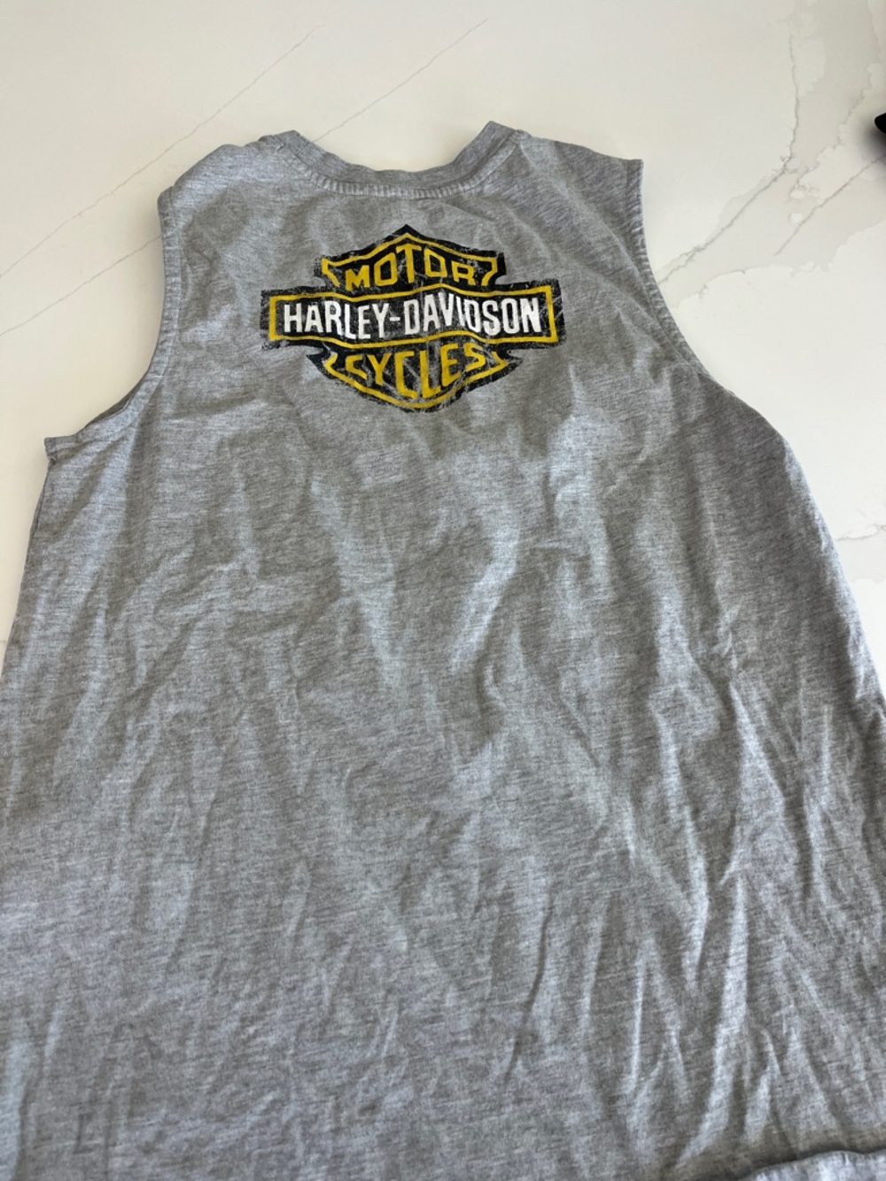 Harley-Davidson Gray Muscle Tank with Yellow Logo Patch - Picture 4 of 5